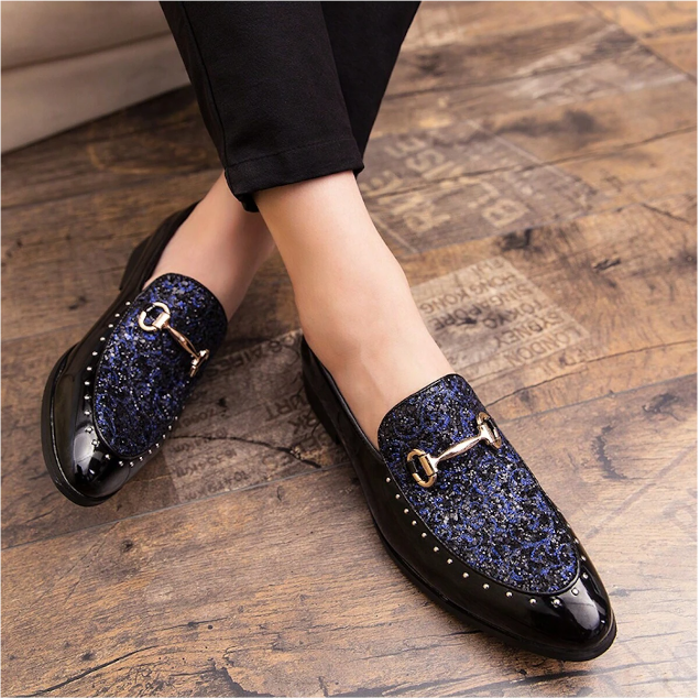 Patent Leather Male Loafers Pointed Toe